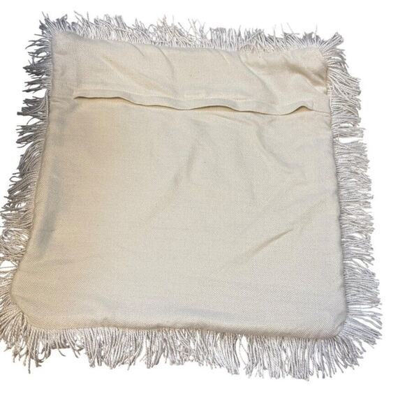 Crate and Barrell Cream Woven 20" Square Throw Pillow Cover Tightweave Crochet - Picture 7 of 9